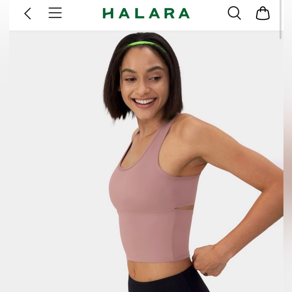 Halara In My Feels Cloudful U Neck Racerback Cut Out Yoga Tank Top pink - small